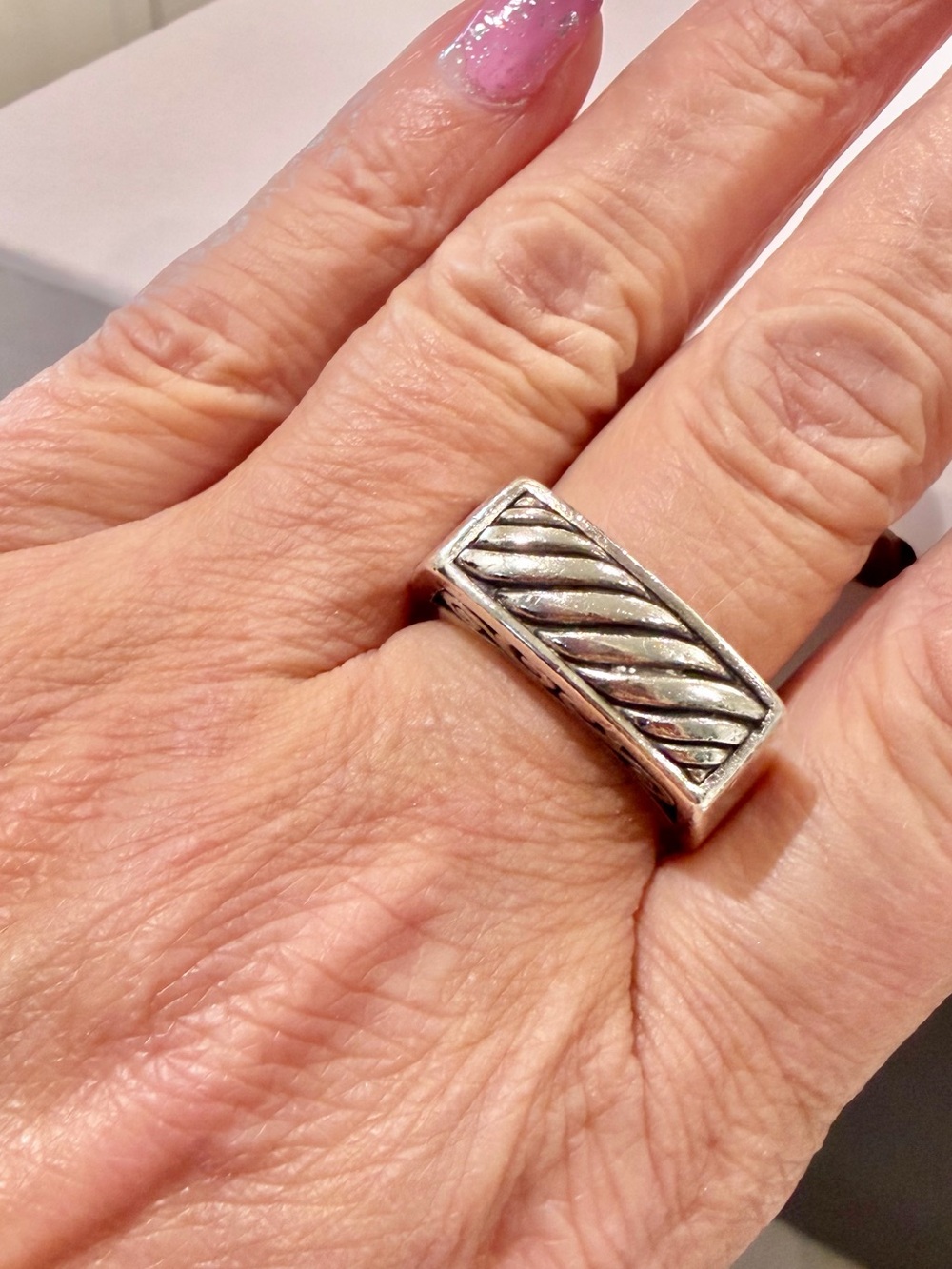 Authentic Brighton Solid .925 Sterling Silver Fluted Cable Ring Size 9 14.7grams